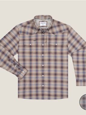 Poncho The Muleshoe Button Down Shirt in Brown/Blue Plaid Size Medium